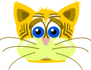 Cartoon Cat Face Illustration PNG Image