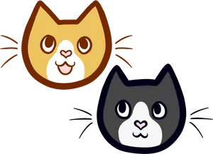 Cartoon Cats Faces Vector PNG Image