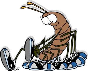 Cartoon Centipede With Shoes PNG Image