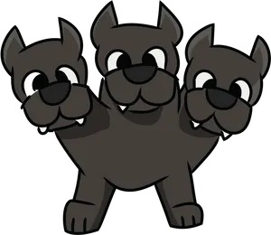 Cartoon Cerberus Three Heads PNG Image