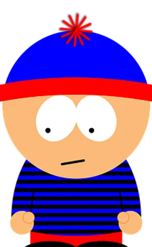 Cartoon Character Blue Hat Striped Shirt PNG Image