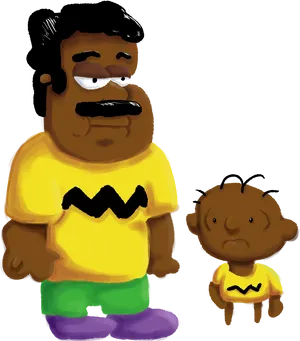 Cartoon Characters Yellow Shirts PNG Image