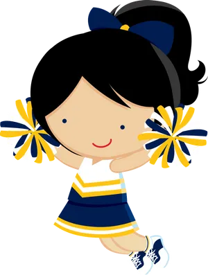 Cartoon Cheerleader Pose PNG Image