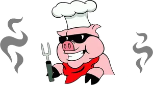 Cartoon Chef Pig With Hat PNG Image