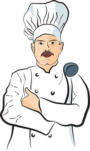 Cartoon Chef With Spoon PNG Image