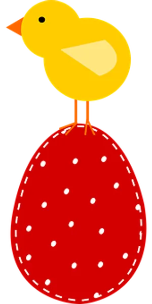 Cartoon Chick On Red Egg PNG Image