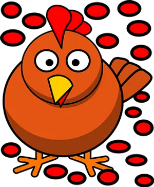 Cartoon Chicken Red Dots Background PNG Image