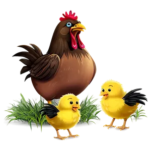 Cartoon Chicken With Chicks Png Tlv PNG Image