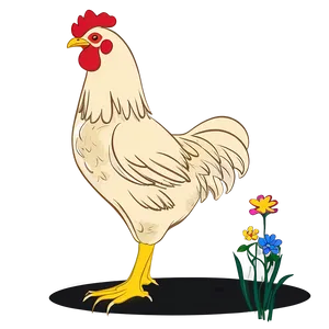 Cartoon Chicken With Flowers Png Jjn64 PNG Image