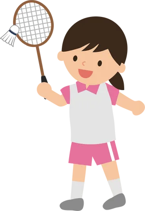 Cartoon Child Badminton Player PNG Image