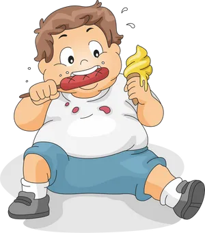 Cartoon Child Enjoying Ice Cream PNG