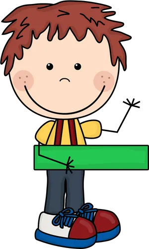 Cartoon Child Holding Sign PNG Image