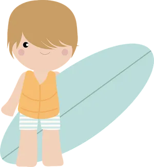 Cartoon Child Surfer Vector PNG Image