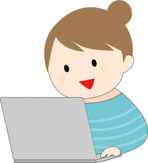 Cartoon Child With Laptop PNG Image