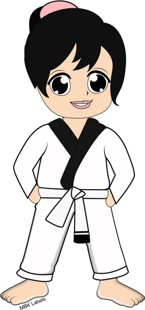 Cartoon Childin Black Belt Karate Gi.png PNG Image