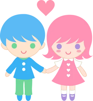 Cartoon Children Holding Hands PNG Image