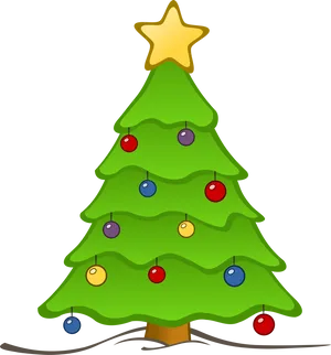 Cartoon Christmas Tree Decoration PNG Image