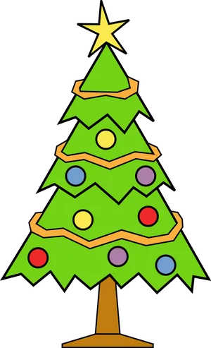 Cartoon Christmas Tree Decoration PNG Image