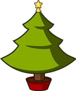 Cartoon Christmas Treewith Star PNG Image