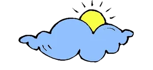 Cartoon Cloudand Sunon Black Background PNG Image