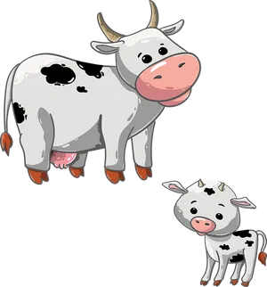 Cartoon Cowand Calf Illustration PNG Image