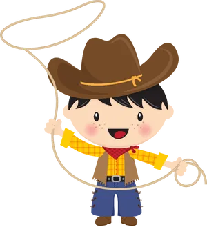 Cartoon Cowboy Kidwith Lasso PNG Image