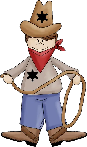 Cartoon Cowboywith Lasso PNG Image