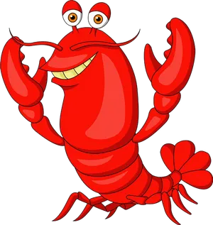 Cartoon Crayfish Smiling PNG Image