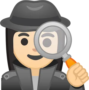 Cartoon Detective With Magnifying Glass PNG Image