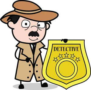 Cartoon Detectivewith Badge PNG Image