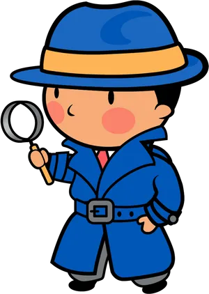 Cartoon Detectivewith Magnifying Glass PNG Image