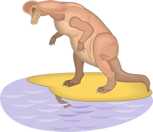 Cartoon Dinosaur Surfing PNG Image