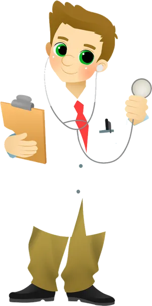 Cartoon Doctorwith Stethoscopeand Clipboard PNG Image