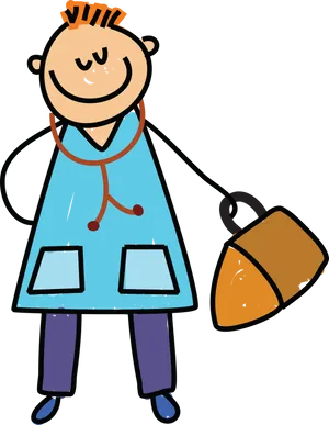 Cartoon Doctorwith Stethoscopeand Lamp PNG Image