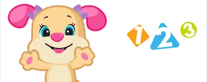Cartoon Dog Learning Numbers PNG