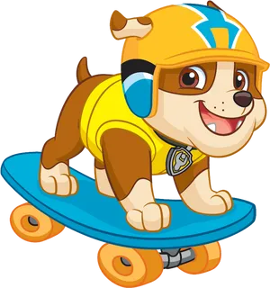 Cartoon Dog Skateboarding PNG Image