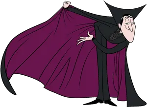 Cartoon Dracula Spreading Cape PNG Image