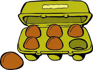 Cartoon Egg Carton Spill PNG Image