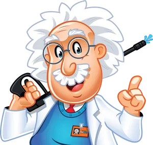 Cartoon Einstein Character PNG Image