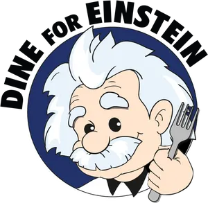 Cartoon Einstein Holding Fork PNG Image