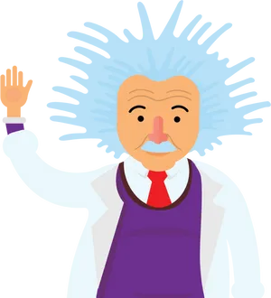 Cartoon Einstein Raising Hand PNG Image