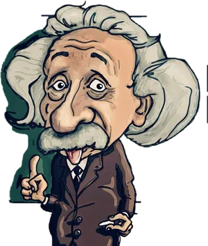 Cartoon_ Einstein_with_ Pointing_ Gesture PNG Image