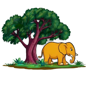 Cartoon Elephant In Nature Png Qkf63 PNG Image