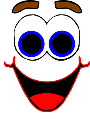 Cartoon Face Expressing Joy PNG Image