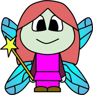 Cartoon Fairywith Magic Wand PNG Image