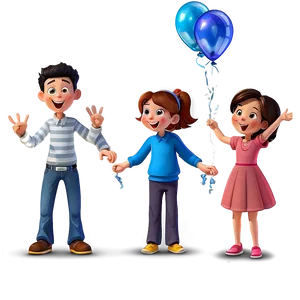 Cartoon Family Celebration Png Kom PNG Image