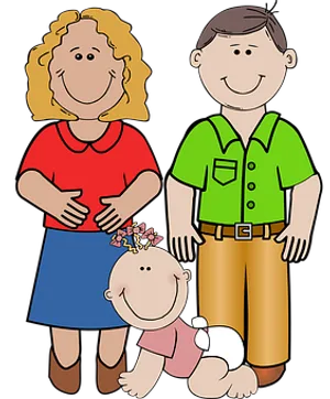 Cartoon Family Portrait PNG Image