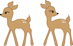 Cartoon Fawn Twins PNG Image