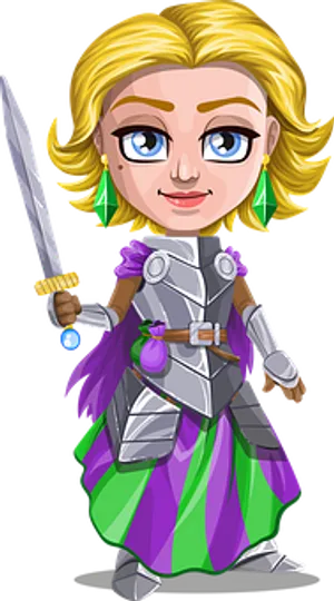 Cartoon Female Knight Vector PNG Image