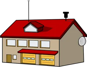 Cartoon Fire Station Vector PNG Image